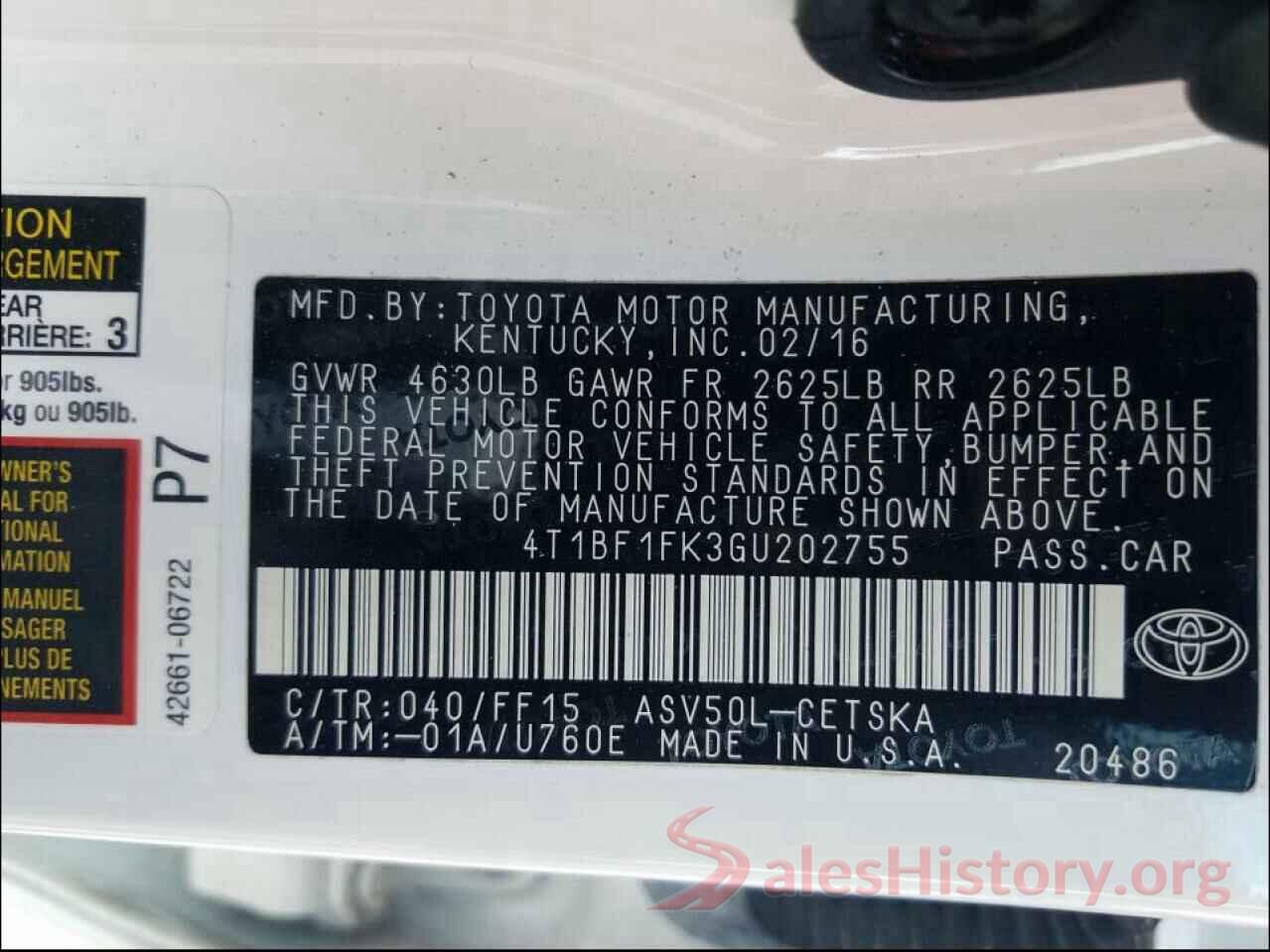 4T1BF1FK3GU202755 2016 TOYOTA CAMRY