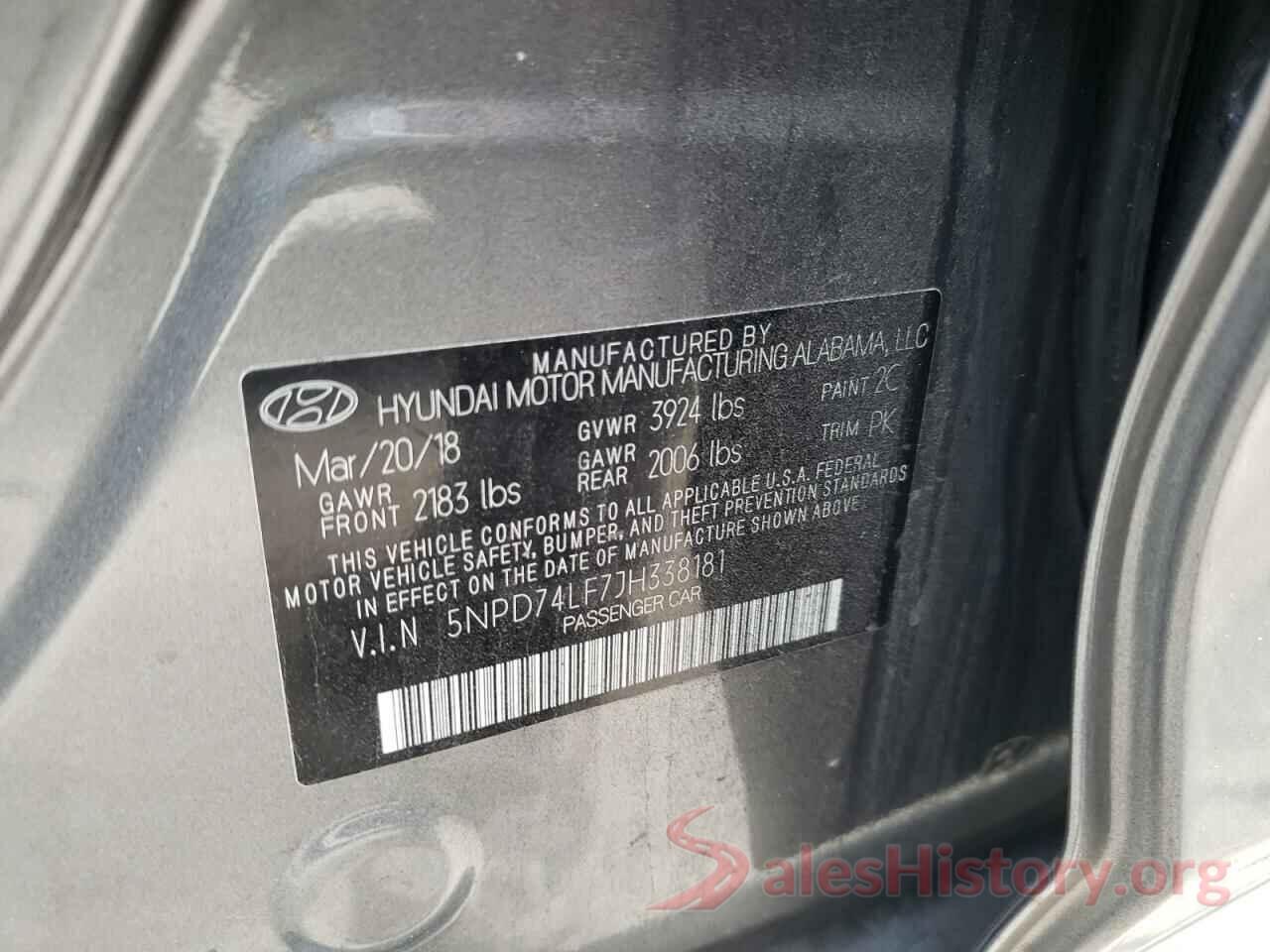 5NPD74LF7JH338181 2018 HYUNDAI ELANTRA