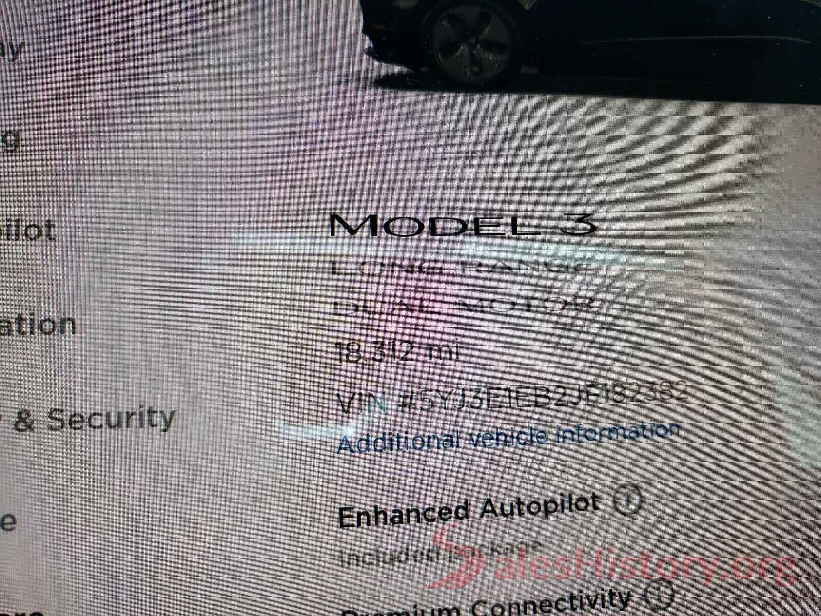 5YJ3E1EB2JF182382 2018 TESLA MODEL 3