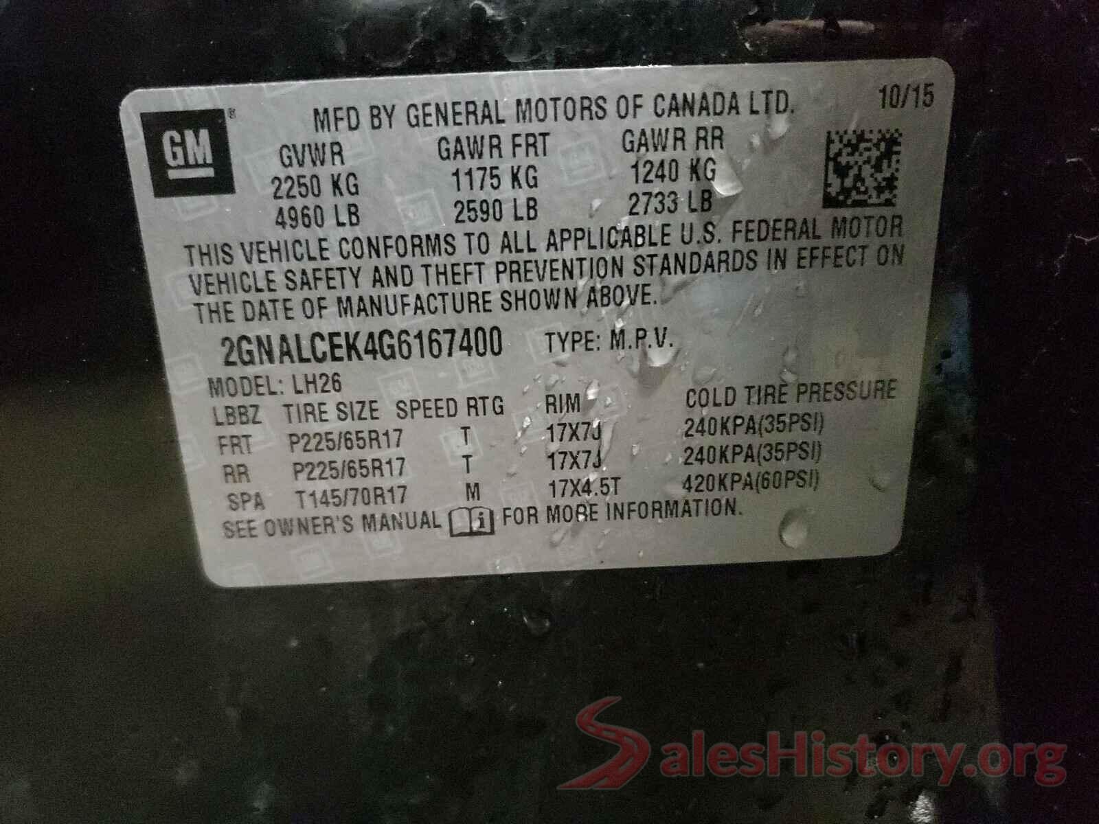 2GNALCEK4G6167400 2016 CHEVROLET EQUINOX