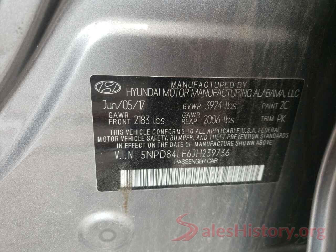 5NPD84LF6JH239736 2018 HYUNDAI ELANTRA