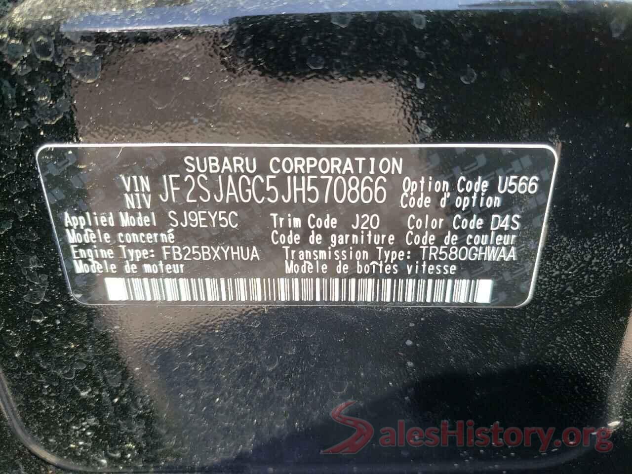 JF2SJAGC5JH570866 2018 SUBARU FORESTER