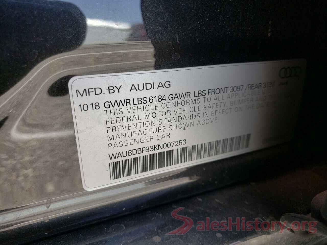 WAU8DBF83KN007253 2019 AUDI A8