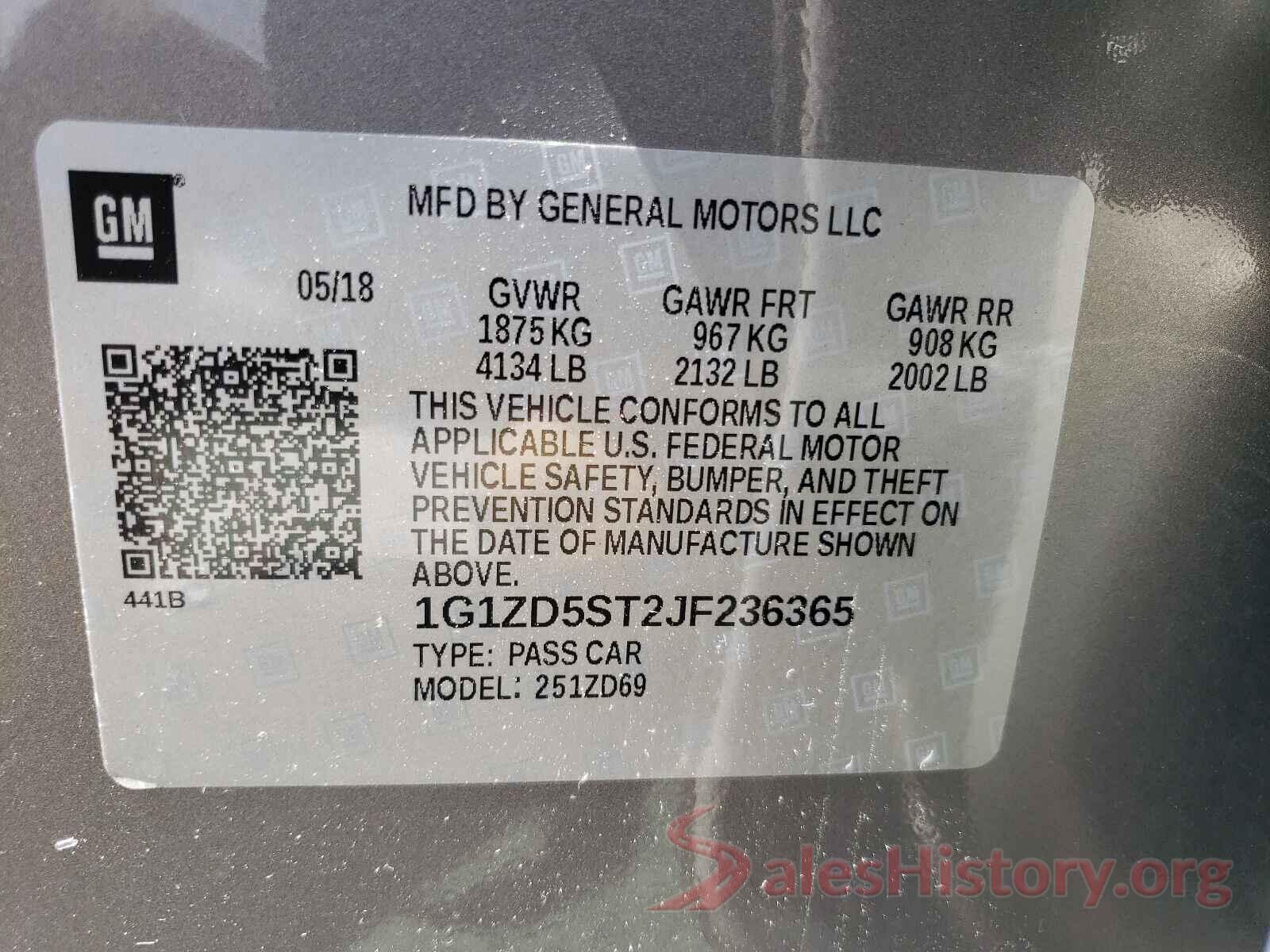 1G1ZD5ST2JF236365 2018 CHEVROLET MALIBU