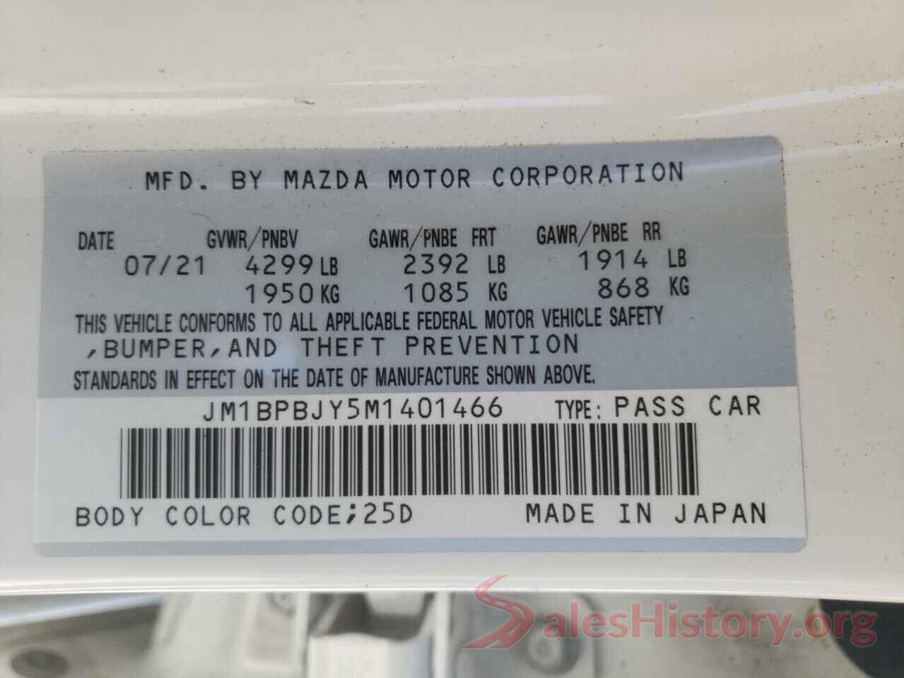 JM1BPBJY5M1401466 2021 MAZDA 3