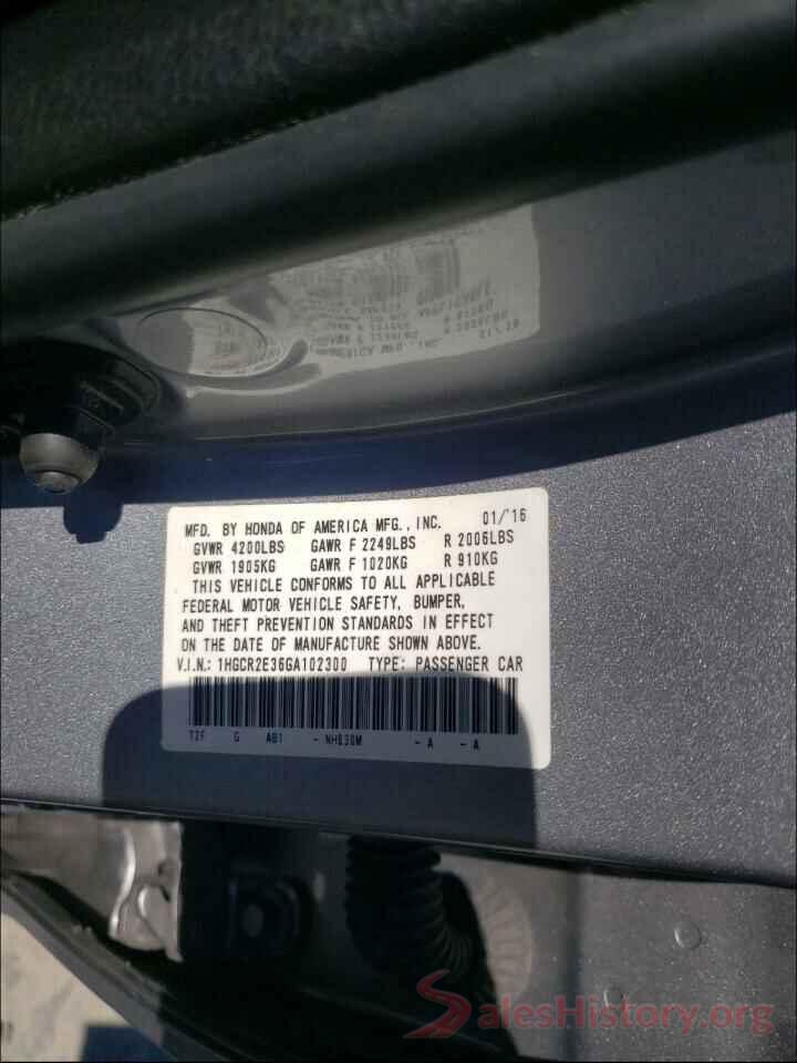 1HGCR2E36GA102300 2016 HONDA ACCORD