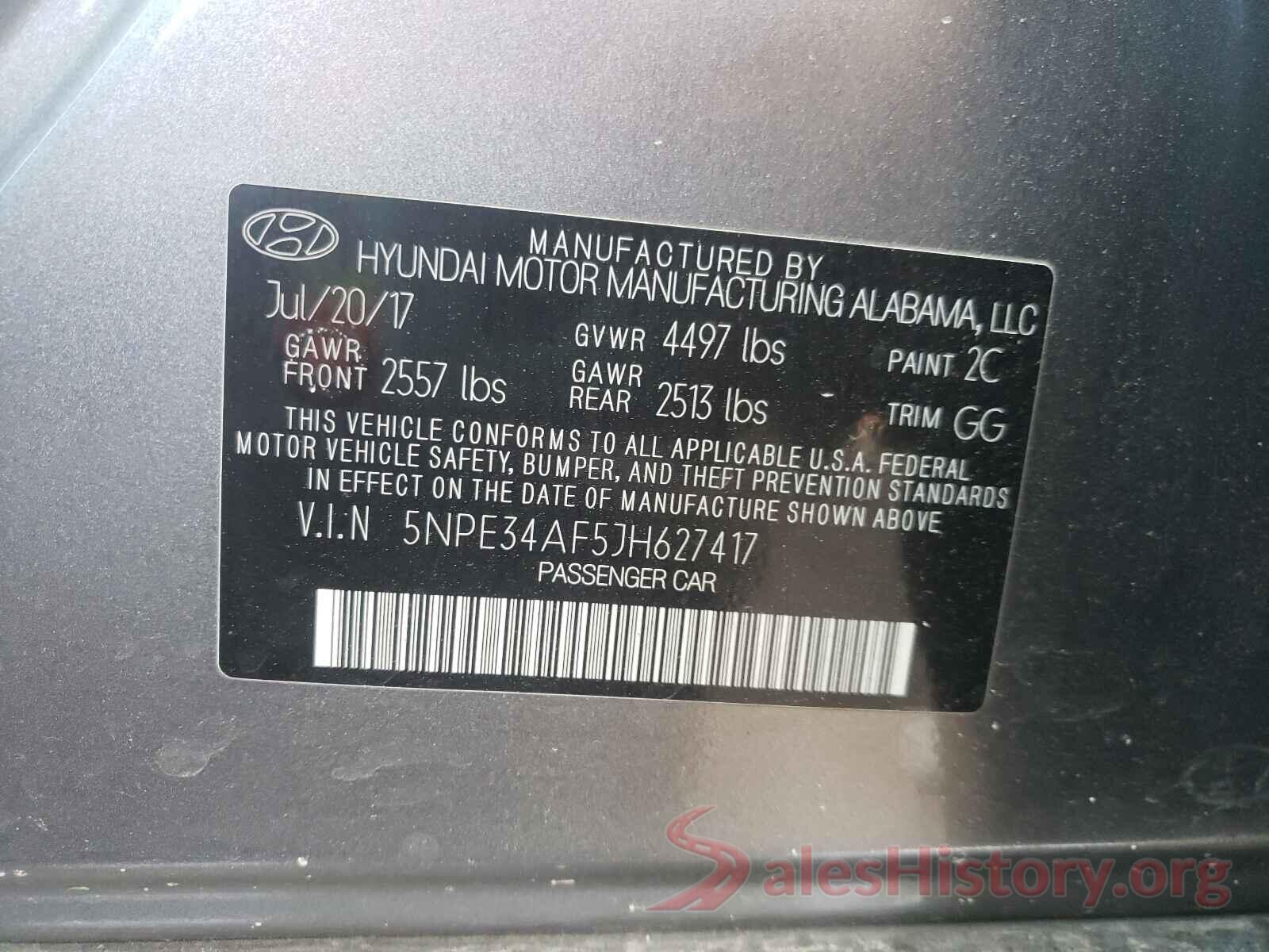 5NPE34AF5JH627417 2018 HYUNDAI SONATA