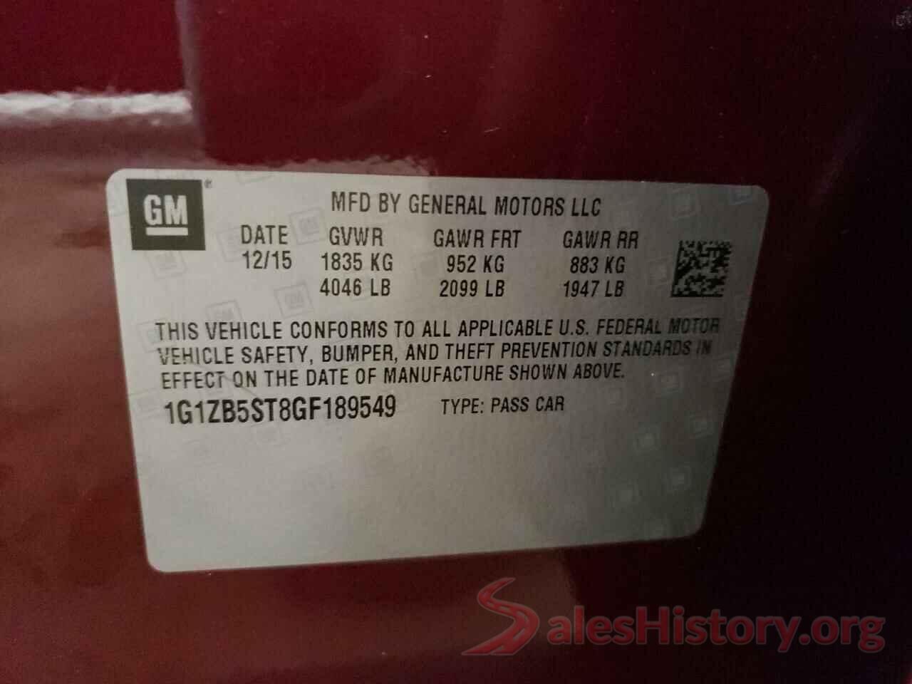 1G1ZB5ST8GF189549 2016 CHEVROLET MALIBU