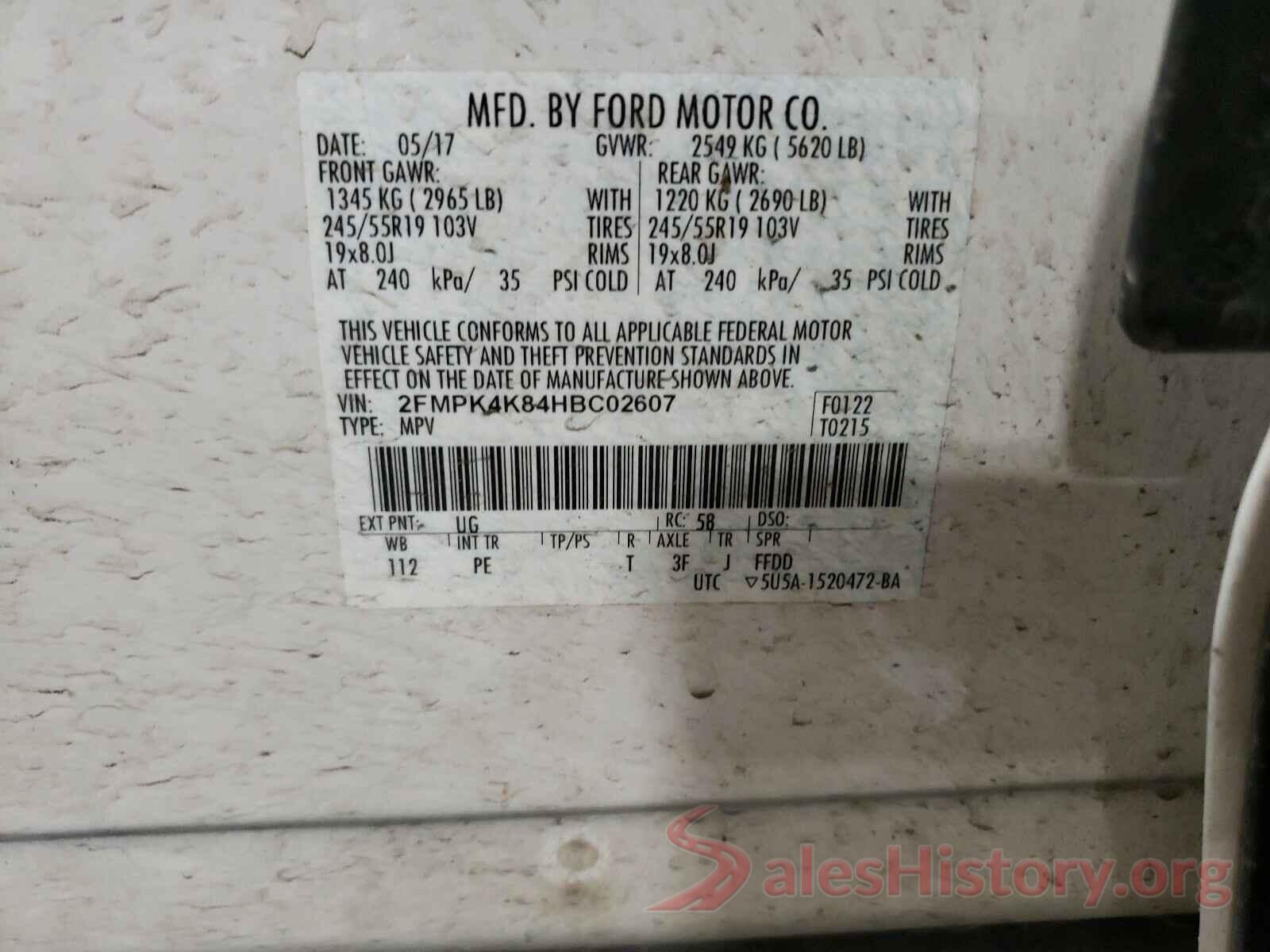 2FMPK4K84HBC02607 2017 FORD EDGE