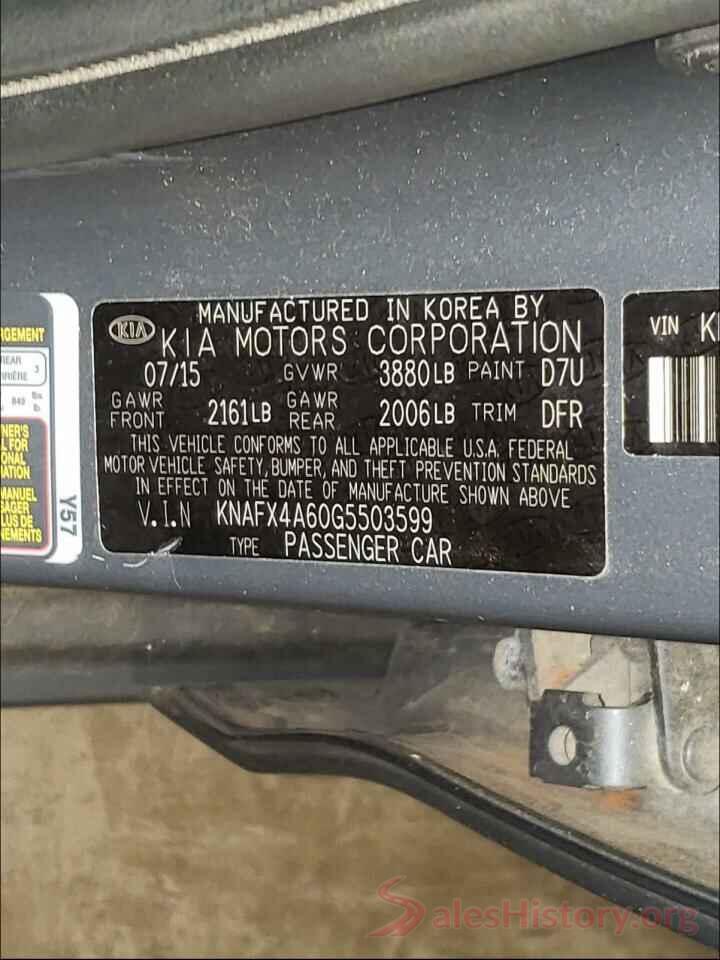 KNAFX4A60G5503599 2016 KIA FORTE