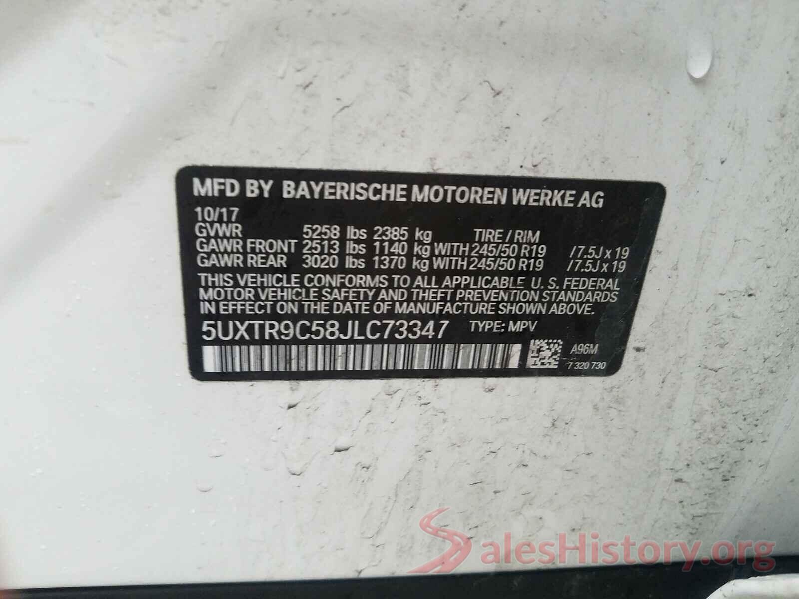 5UXTR9C58JLC73347 2018 BMW X3