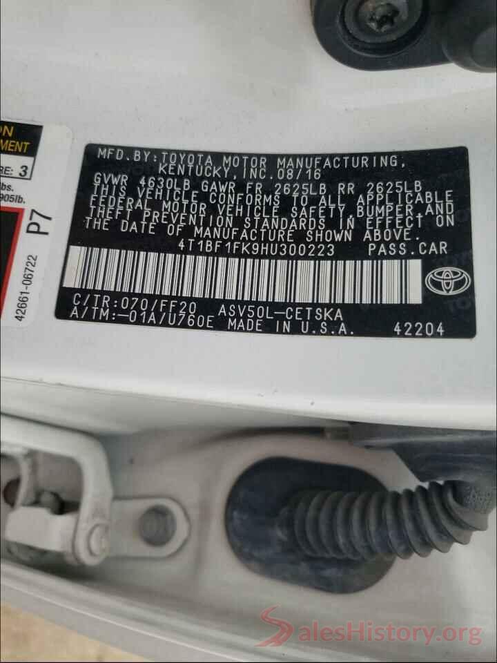 4T1BF1FK9HU300223 2017 TOYOTA CAMRY