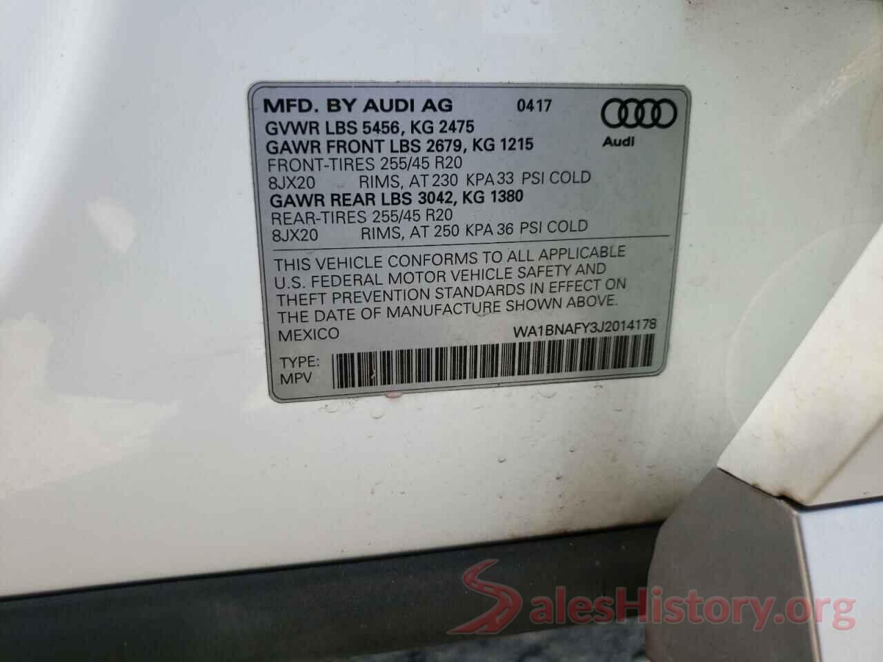 WA1BNAFY3J2014178 2018 AUDI Q5