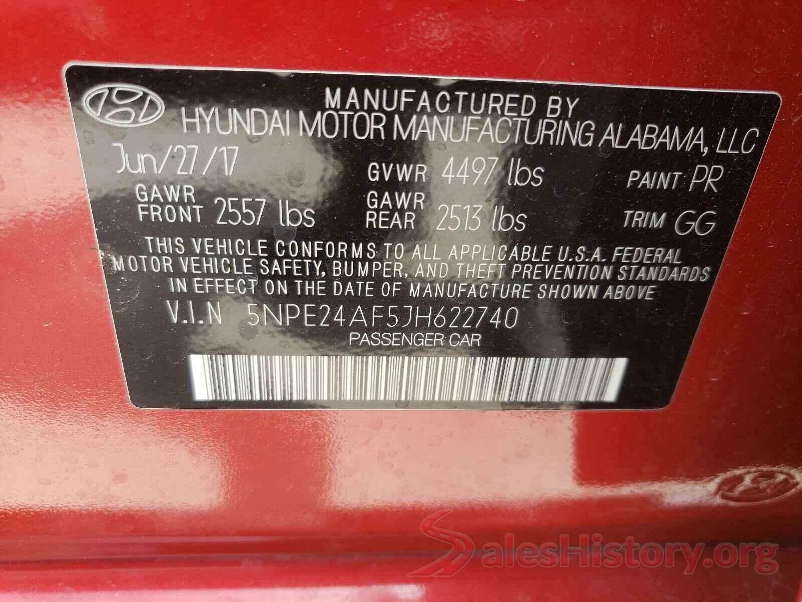 5NPE24AF5JH622740 2018 HYUNDAI SONATA