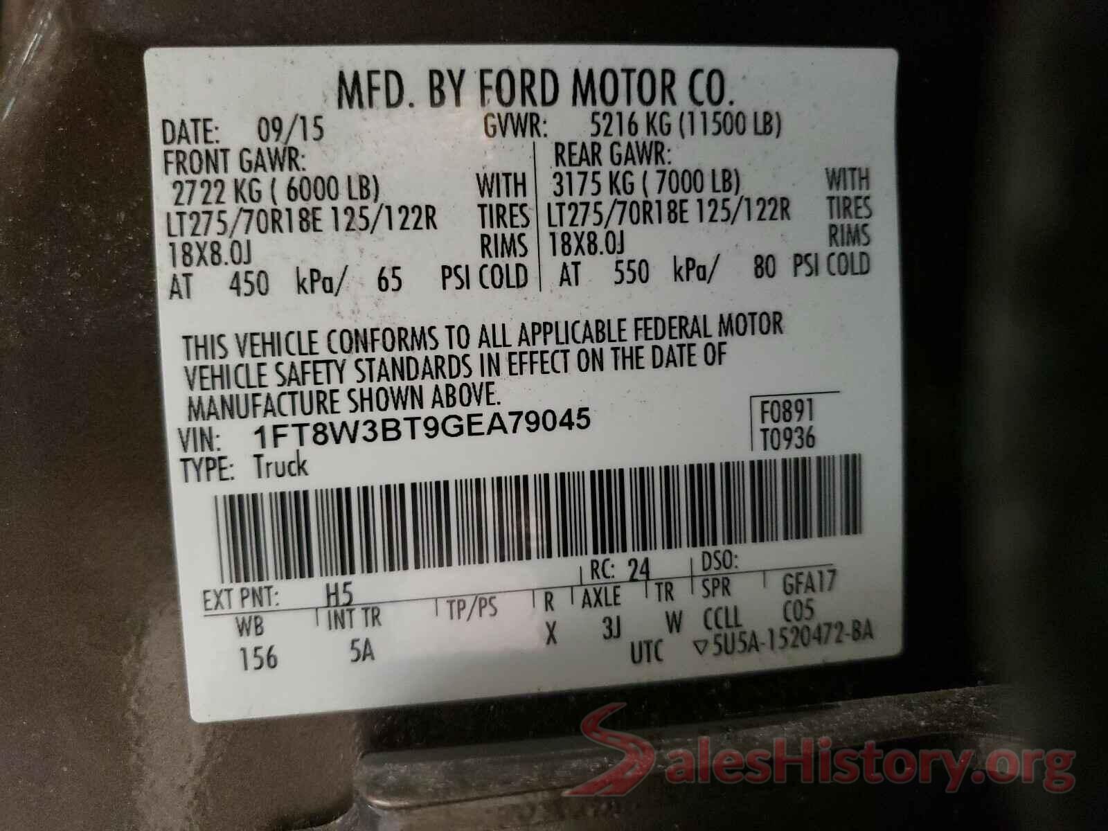 1FT8W3BT9GEA79045 2016 FORD F350