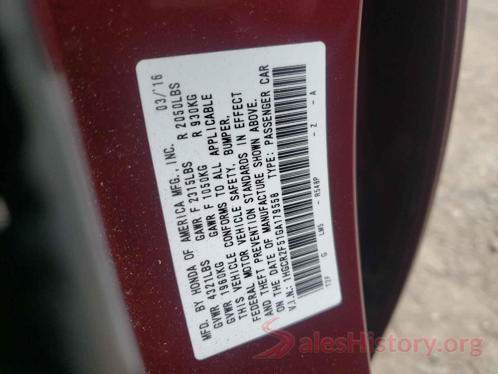 1HGCR2F51GA179558 2016 HONDA ACCORD