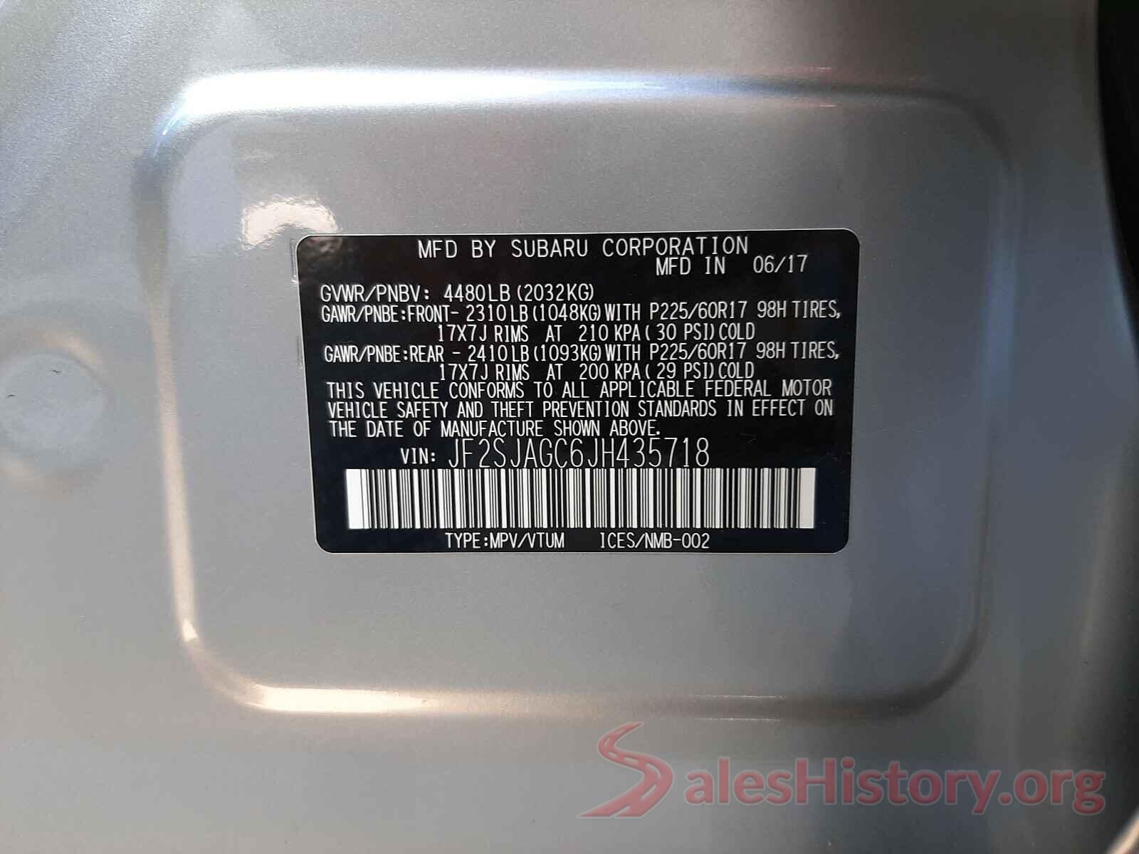 JF2SJAGC6JH435718 2018 SUBARU FORESTER