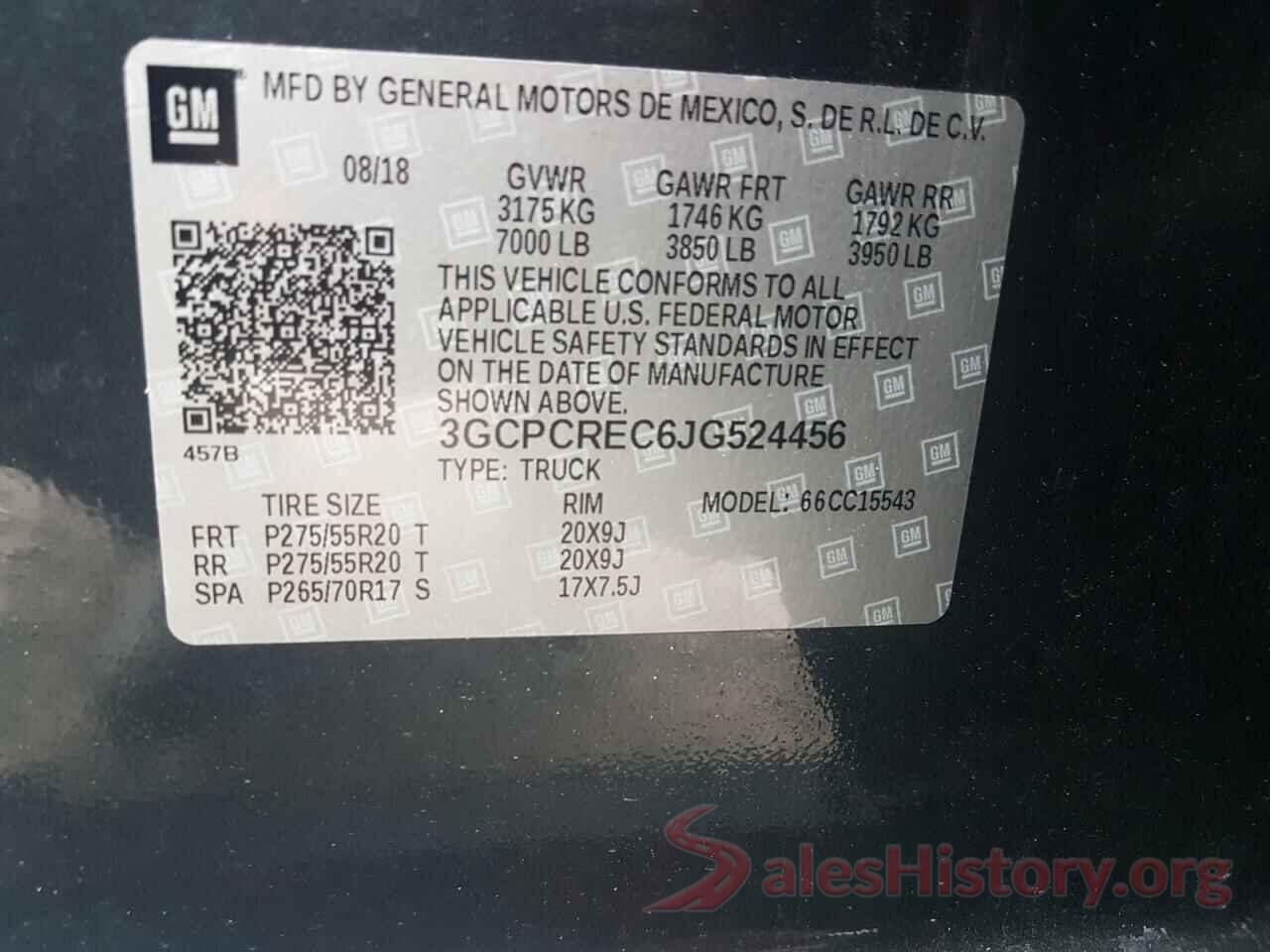 3GCPCREC6JG524456 2018 CHEVROLET SILVERADO