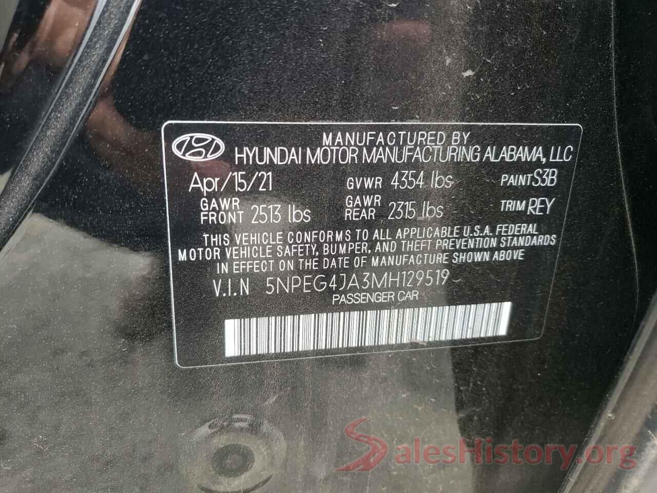 5NPEG4JA3MH129519 2021 HYUNDAI SONATA