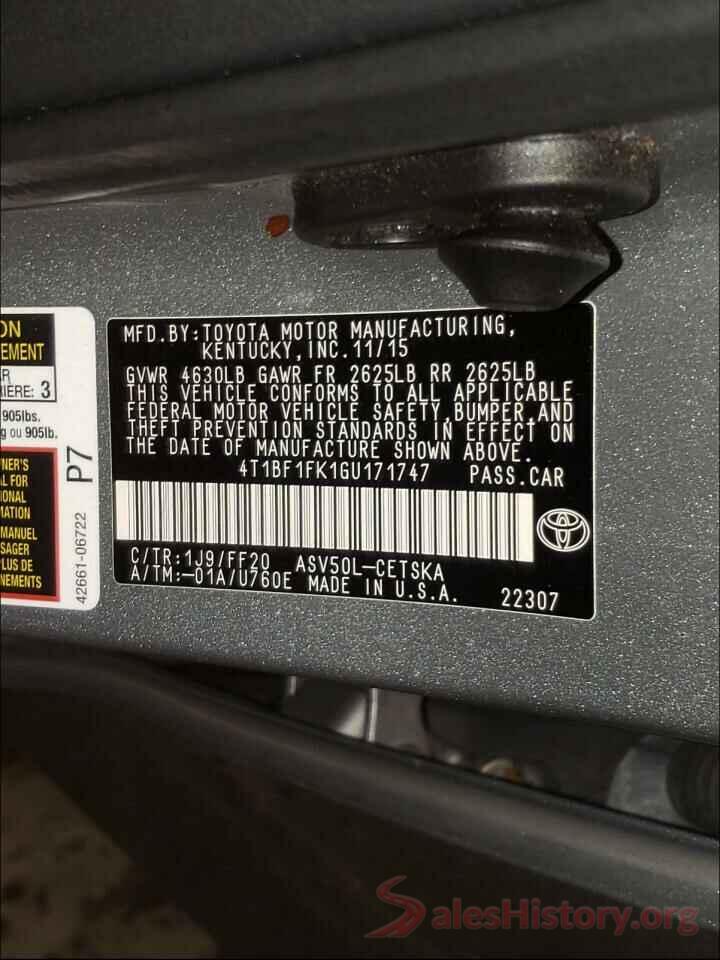 4T1BF1FK1GU171747 2016 TOYOTA CAMRY