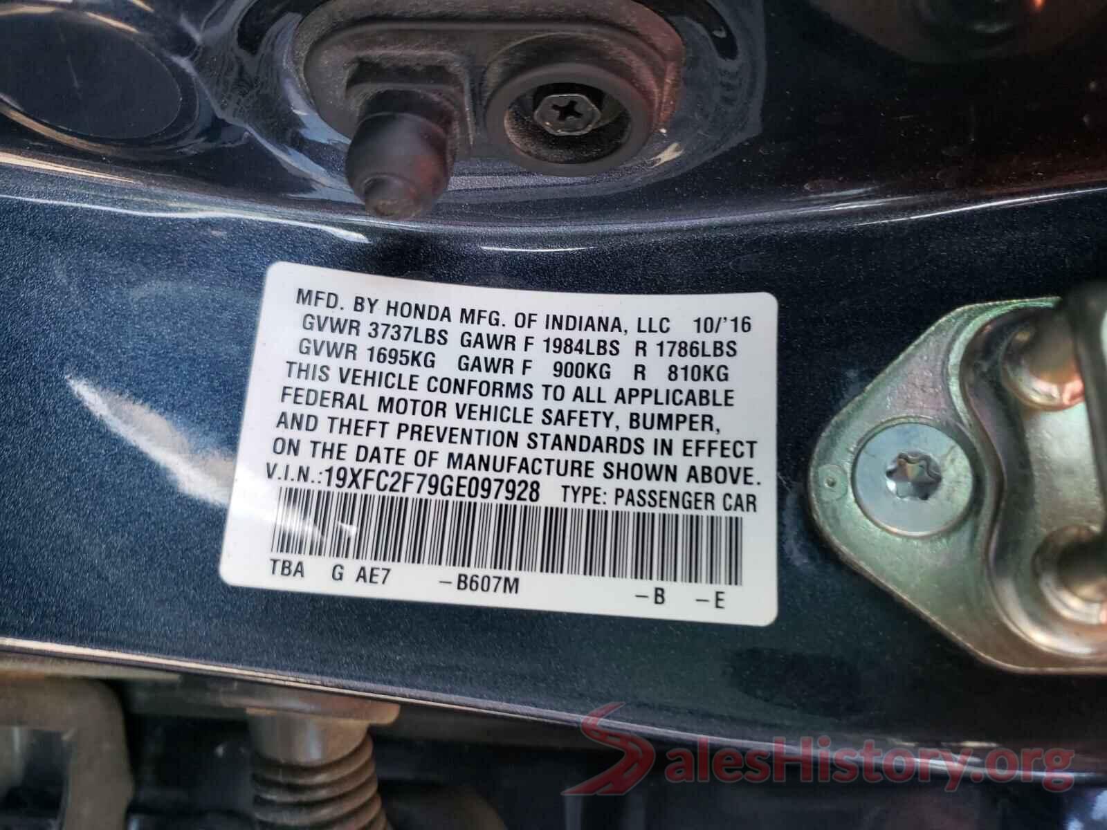 19XFC2F79GE097928 2016 HONDA CIVIC