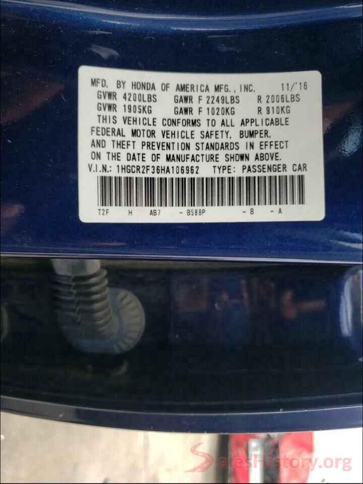 1HGCR2F36HA106962 2017 HONDA ACCORD