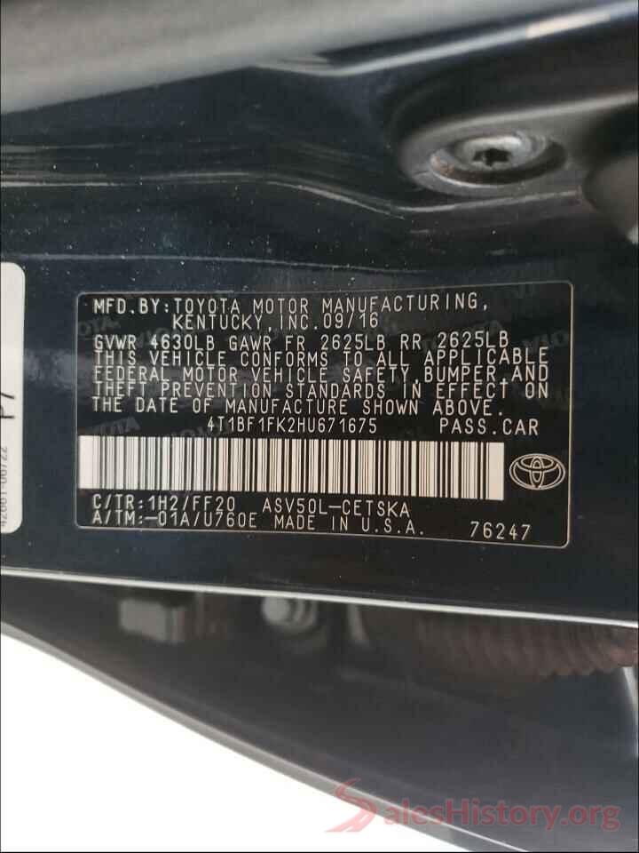 4T1BF1FK2HU671675 2017 TOYOTA CAMRY