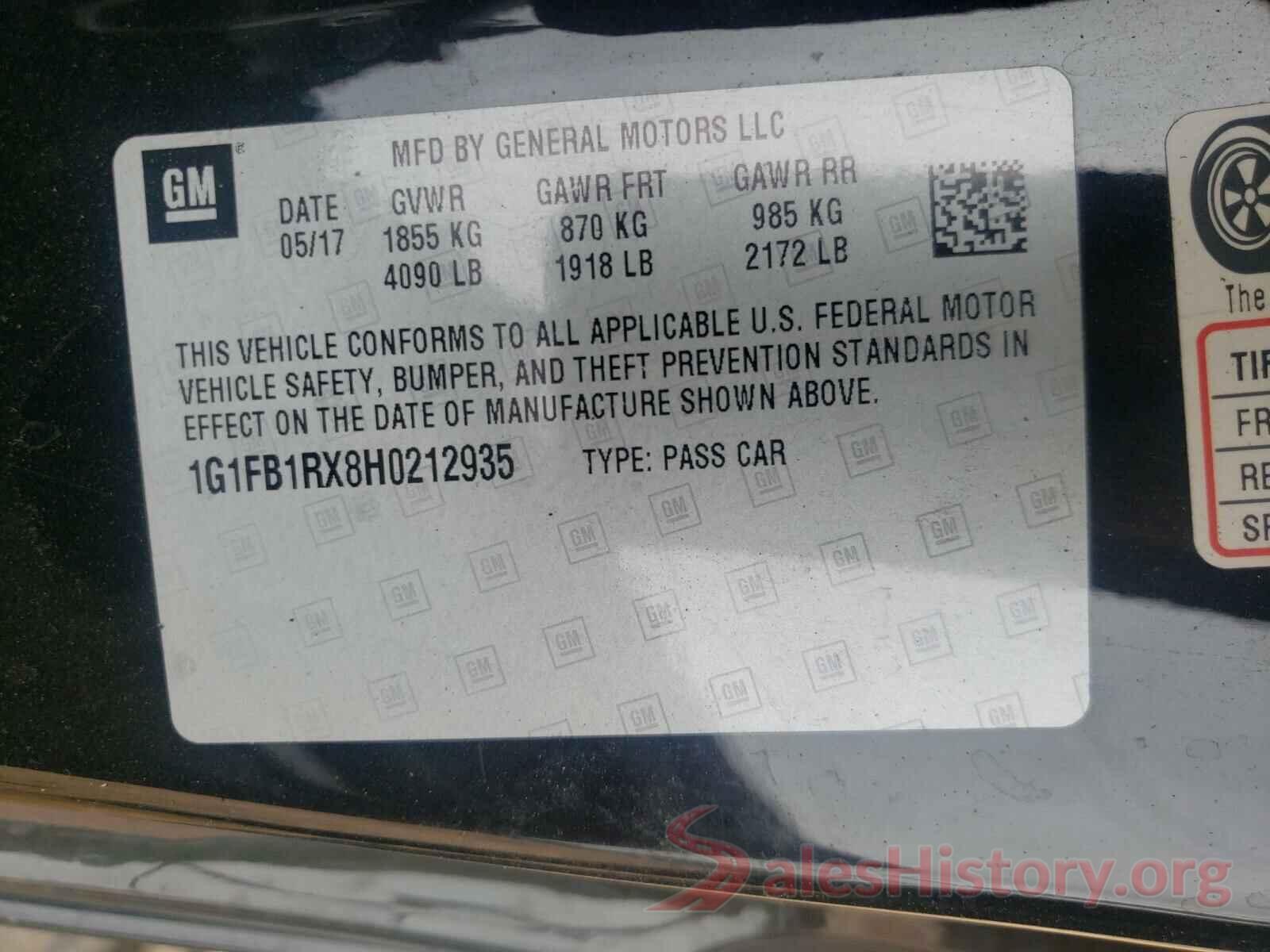 1G1FB1RX8H0212935 2017 CHEVROLET CAMARO