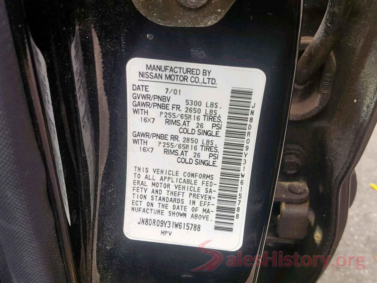 JN8DR09Y31W615788 2001 NISSAN PATHFINDER