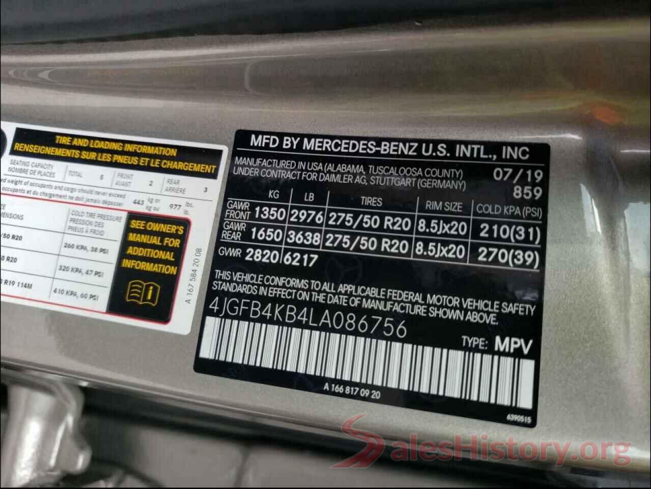 4JGFB4KB4LA086756 2020 MERCEDES-BENZ G CLASS