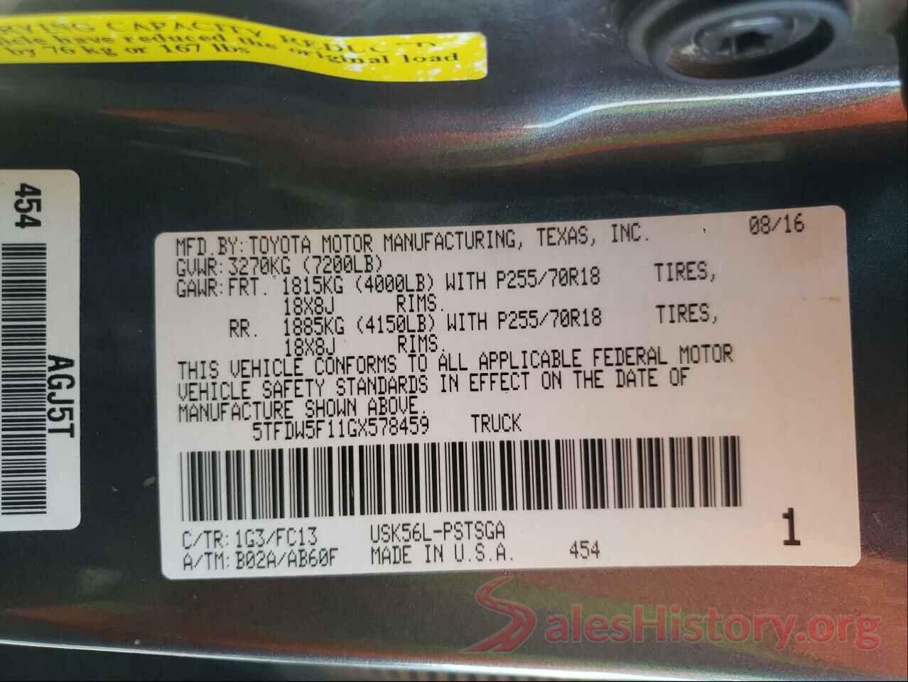 5TFDW5F11GX578459 2016 TOYOTA TUNDRA