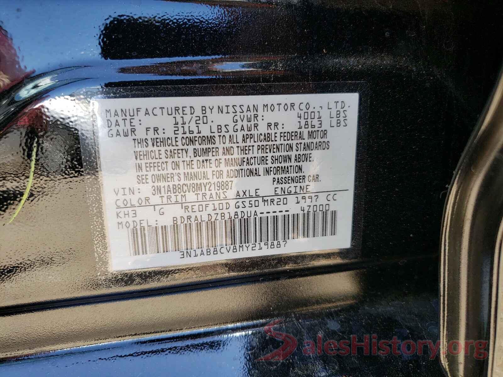 3N1AB8CV8MY219887 2021 NISSAN SENTRA