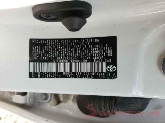 5YFBURHE7KP884450 2019 TOYOTA COROLLA