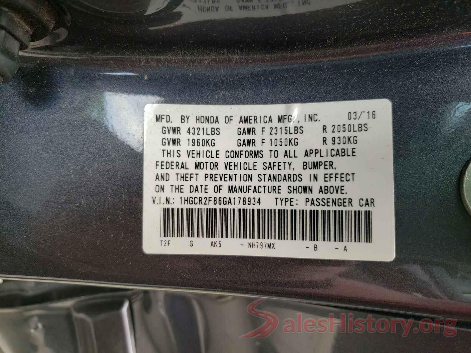 1HGCR2F86GA178934 2016 HONDA ACCORD