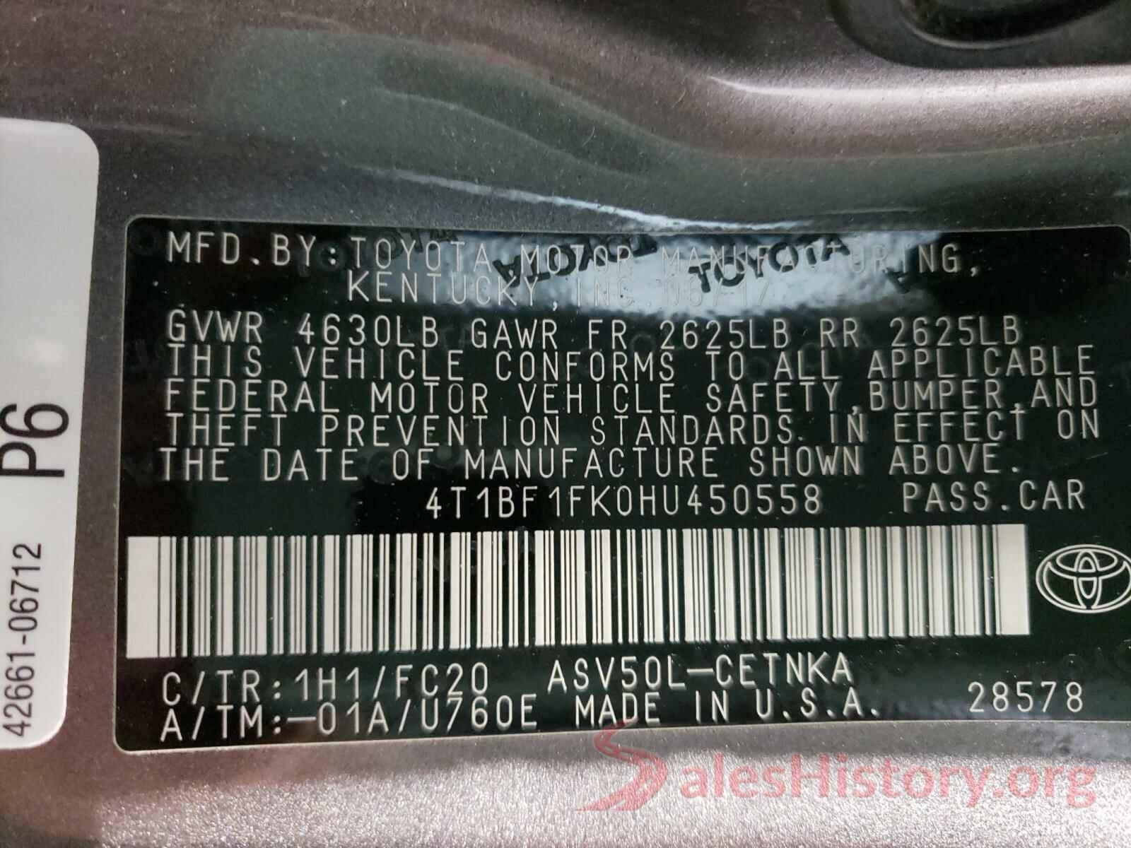 4T1BF1FK0HU450558 2017 TOYOTA CAMRY