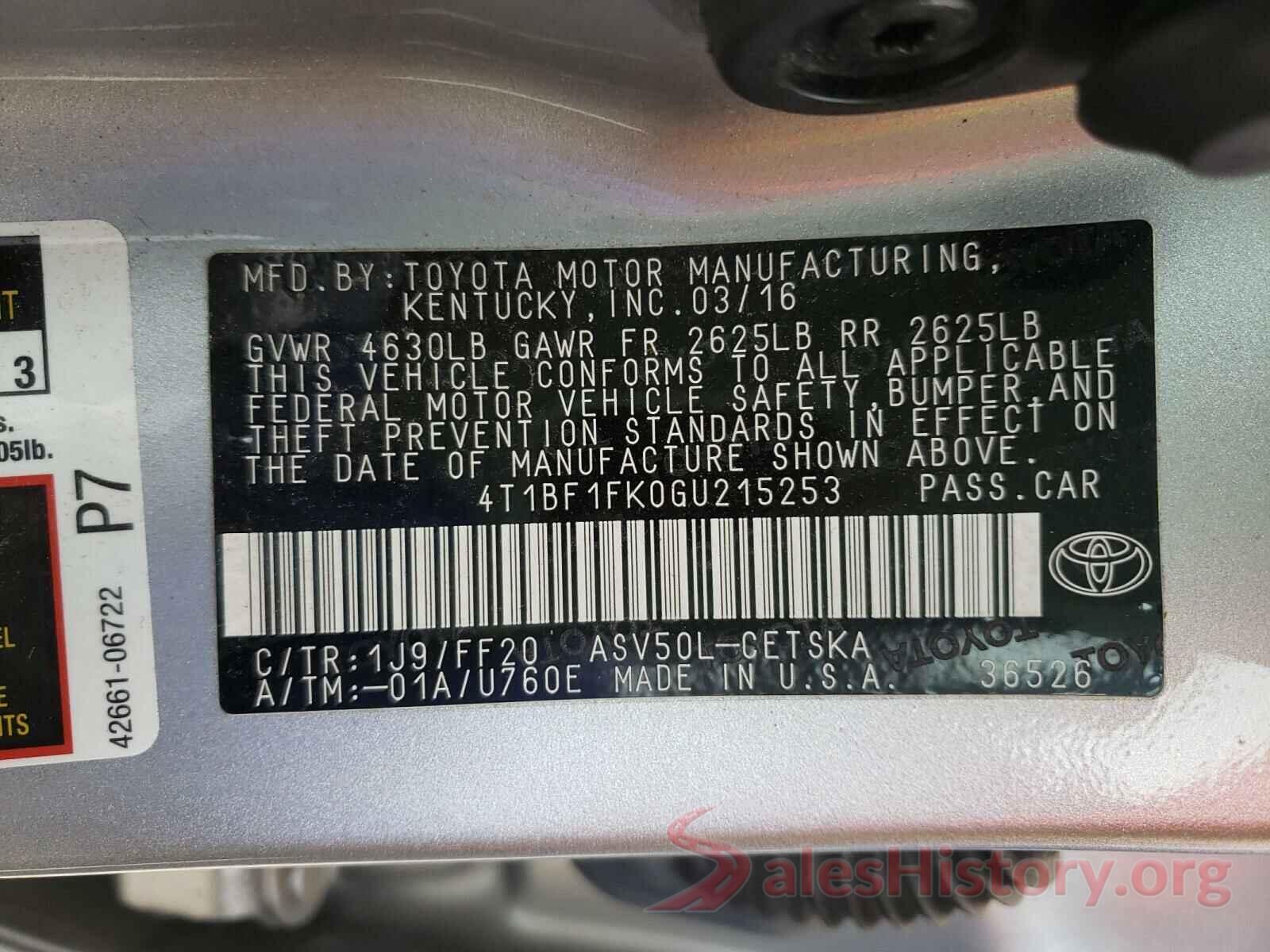 4T1BF1FK0GU215253 2016 TOYOTA CAMRY