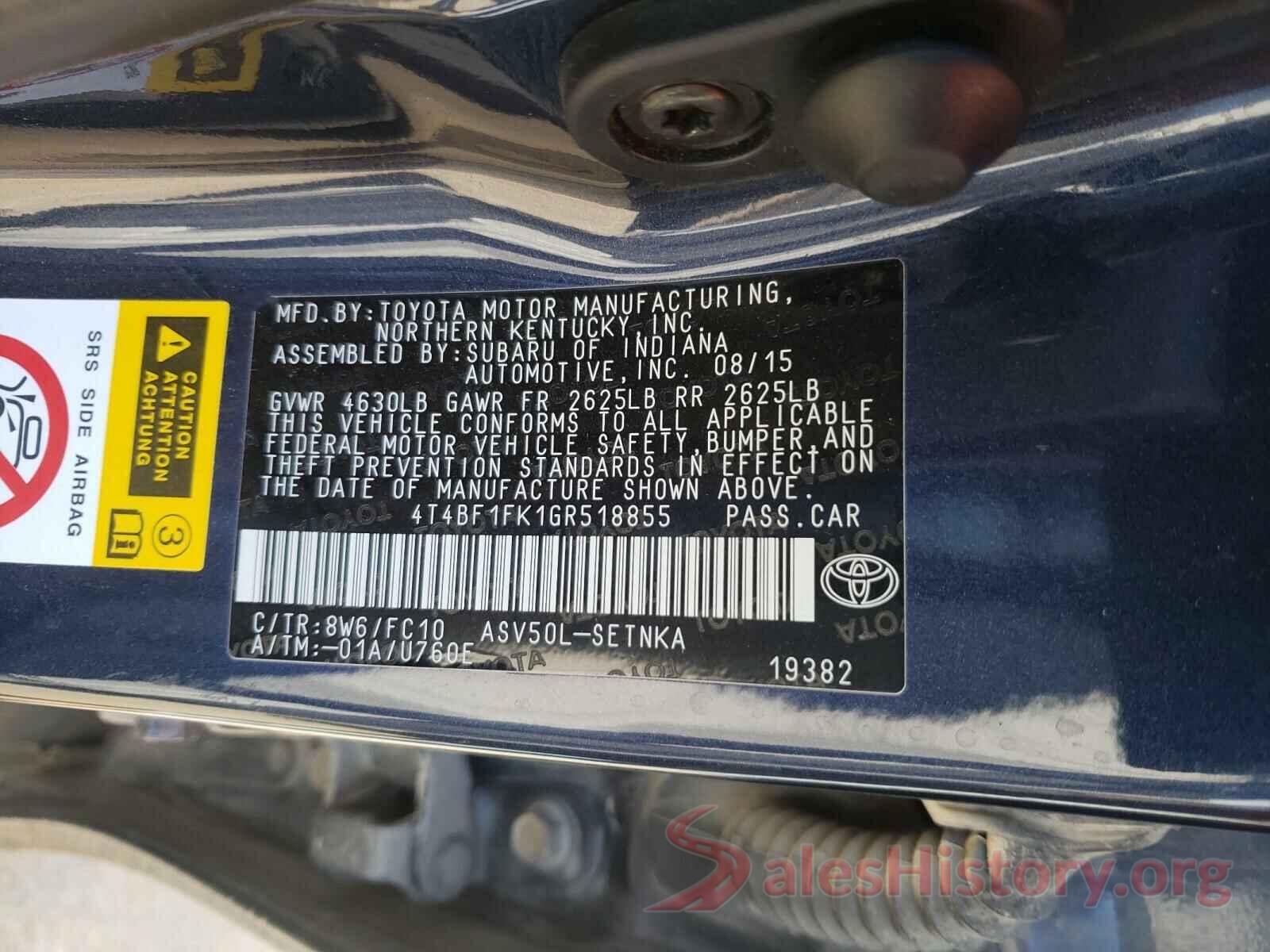 4T4BF1FK1GR518855 2016 TOYOTA CAMRY