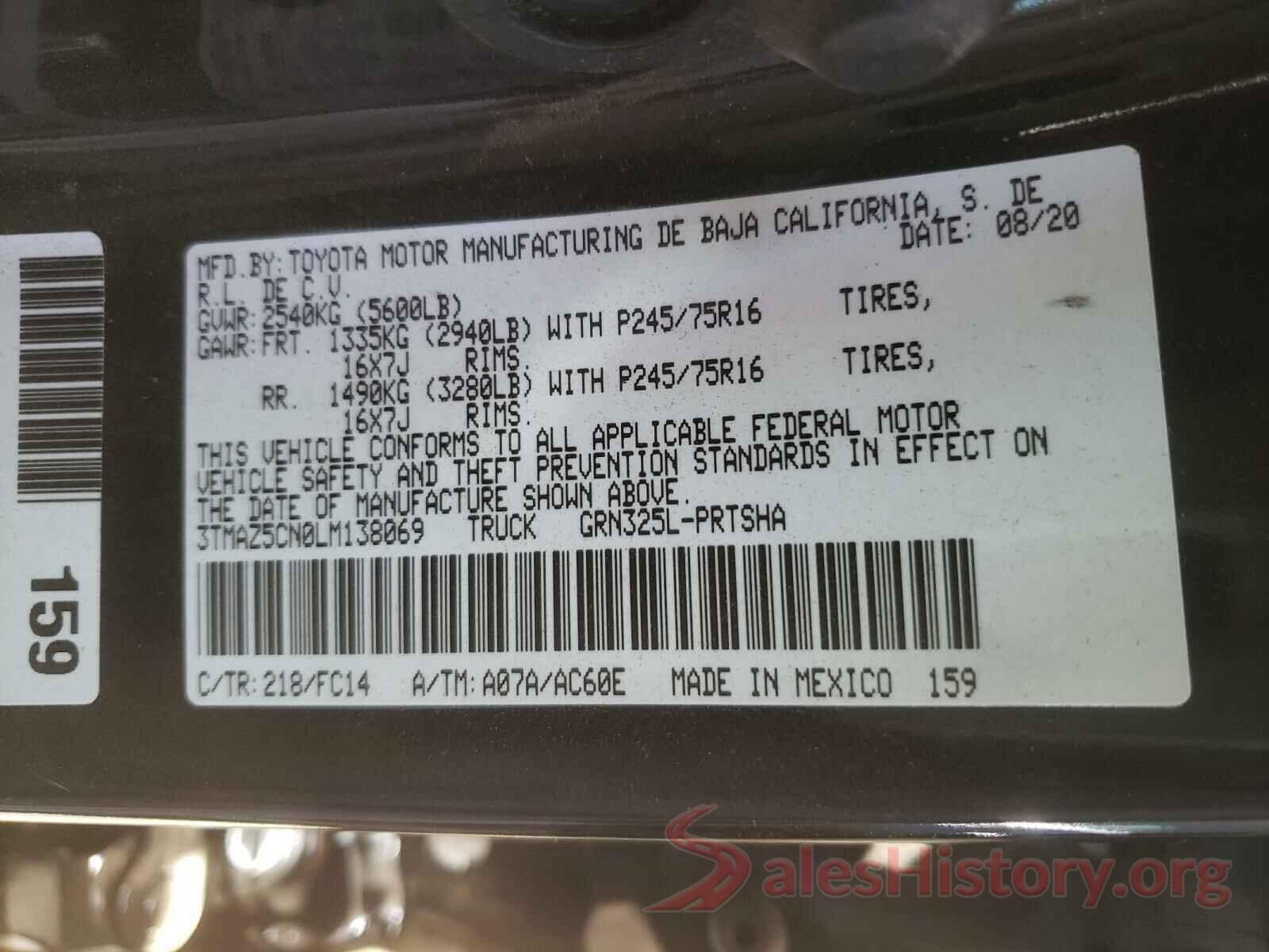 3TMAZ5CN0LM138069 2020 TOYOTA TACOMA