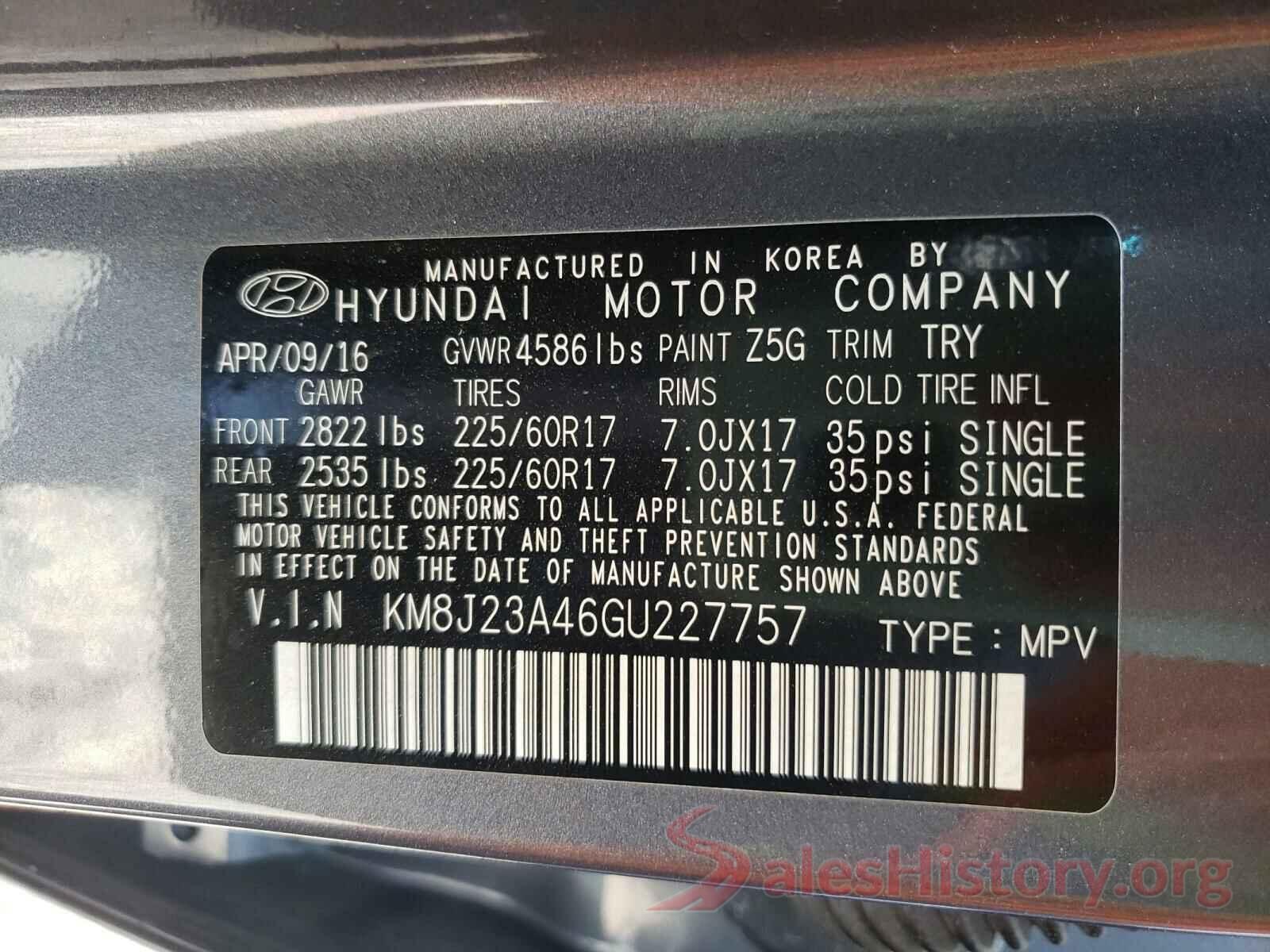 KM8J23A46GU227757 2016 HYUNDAI TUCSON