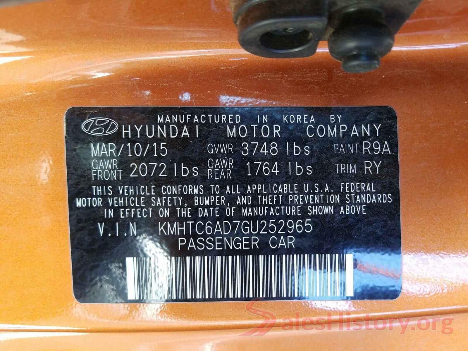 KMHTC6AD7GU252965 2016 HYUNDAI VELOSTER