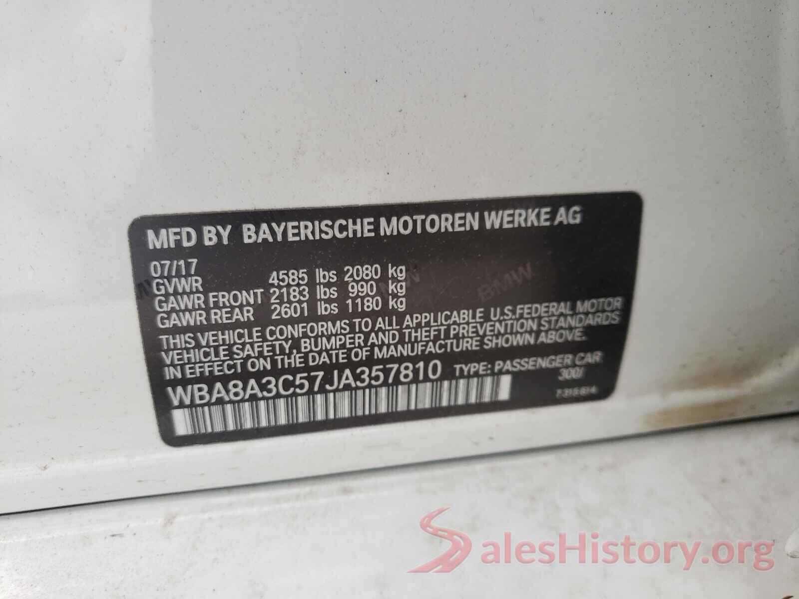 WBA8A3C57JA357810 2018 BMW 3 SERIES