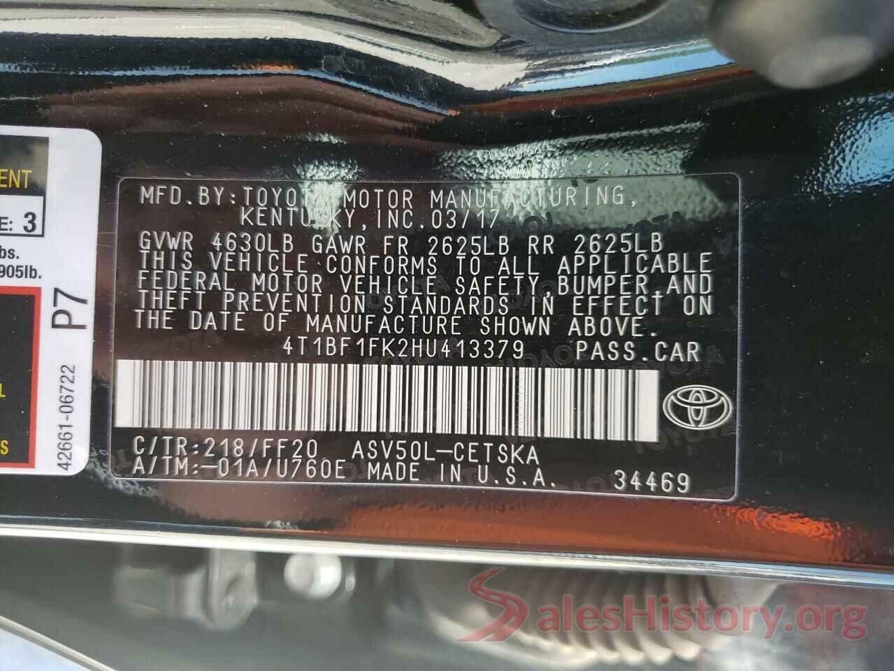 4T1BF1FK2HU413379 2017 TOYOTA CAMRY