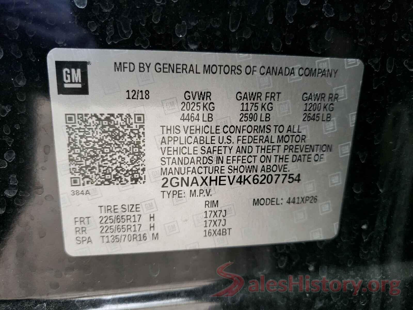 2GNAXHEV4K6207754 2019 CHEVROLET EQUINOX