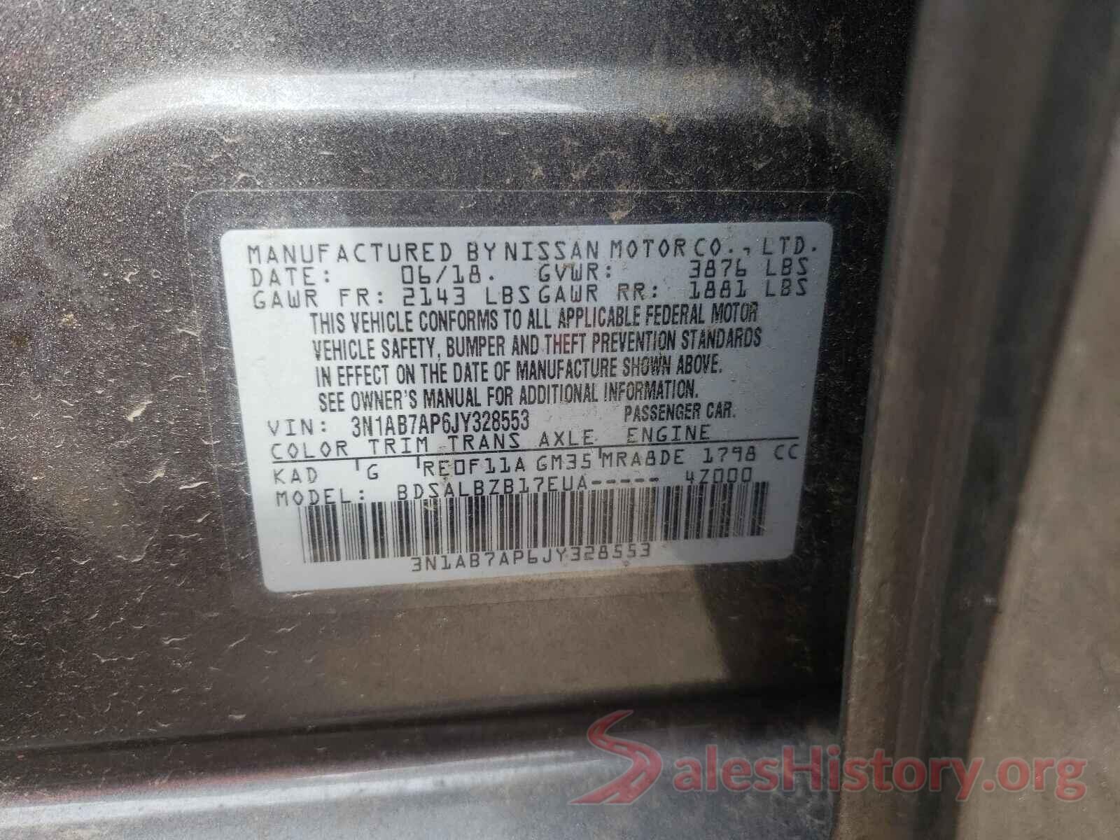 3N1AB7AP6JY328553 2018 NISSAN SENTRA