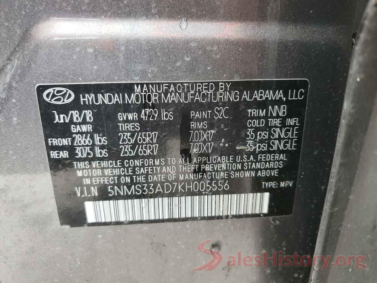 5NMS33AD7KH005556 2019 HYUNDAI SANTA FE