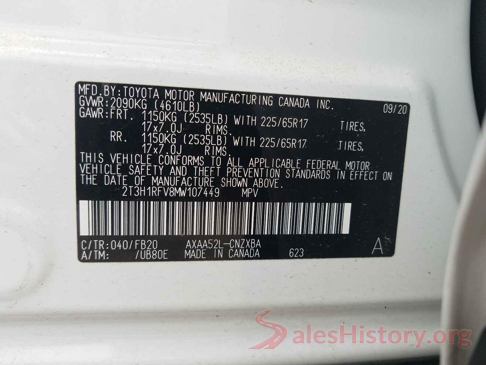 2T3H1RFV8MW107449 2021 TOYOTA RAV4