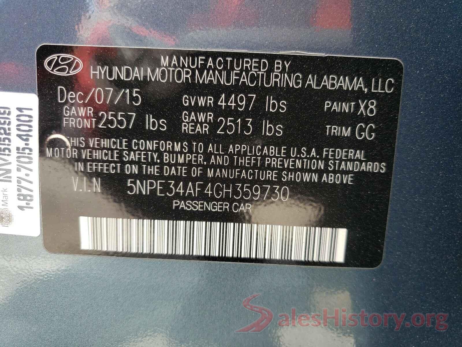 5NPE34AF4GH359730 2016 HYUNDAI SONATA