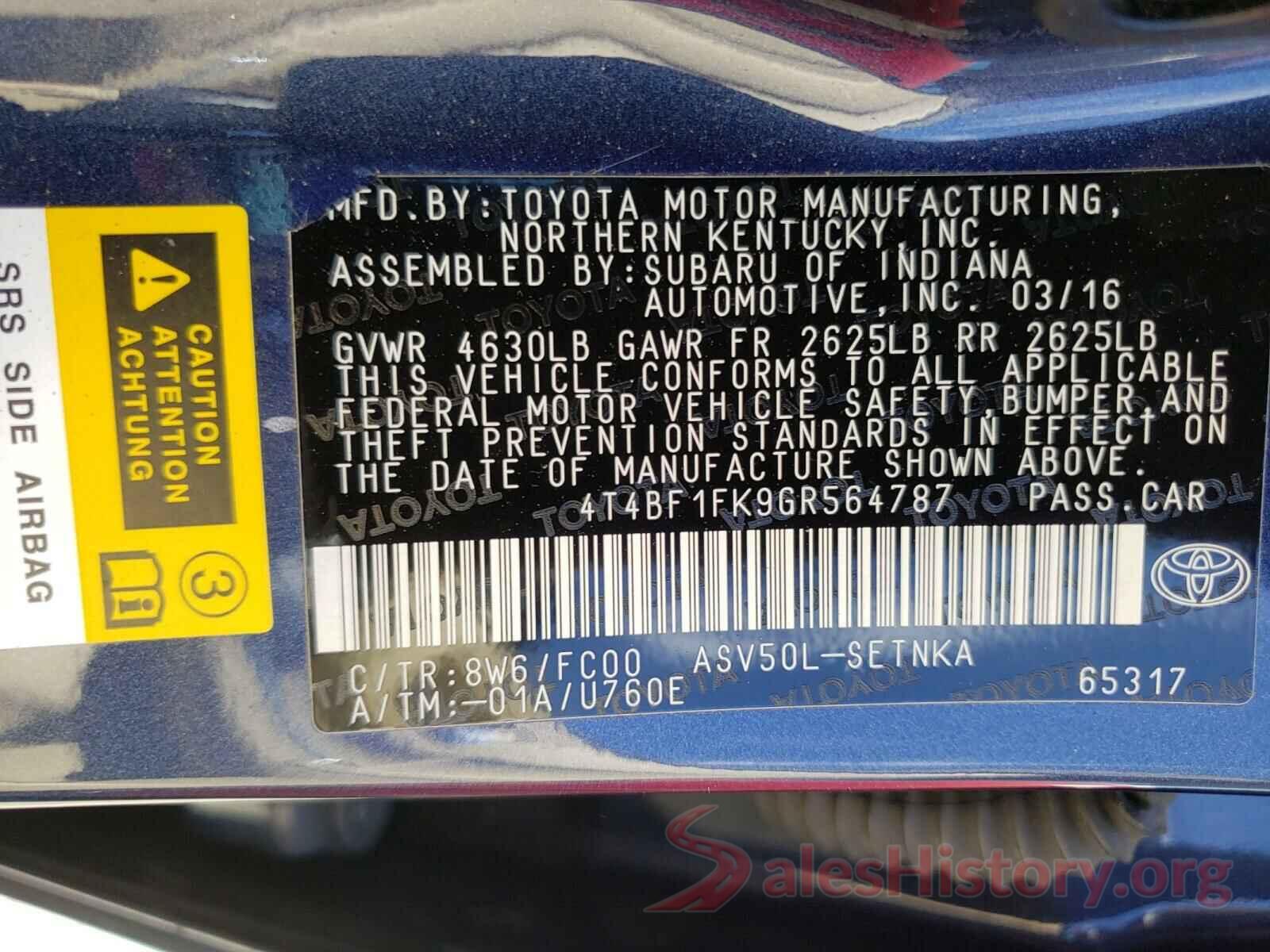 4T4BF1FK9GR564787 2016 TOYOTA CAMRY