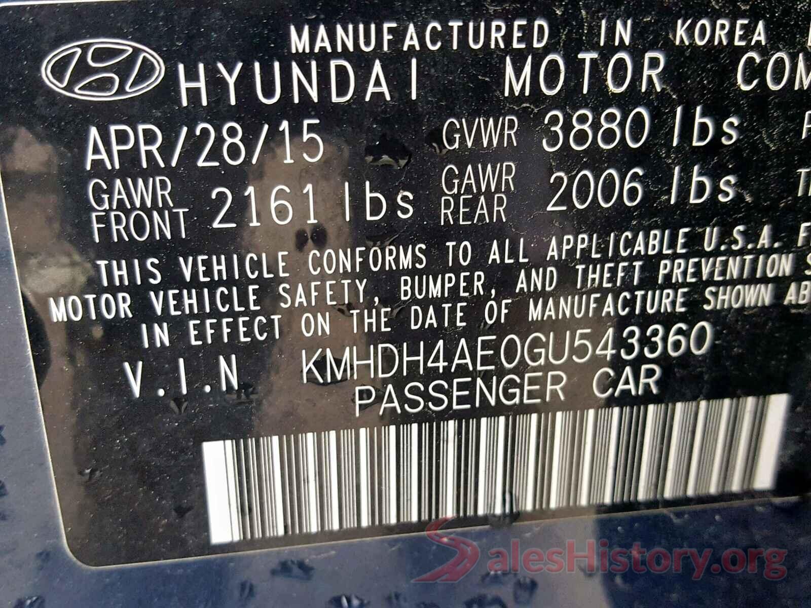 KMHDH4AE0GU543360 2016 HYUNDAI ELANTRA