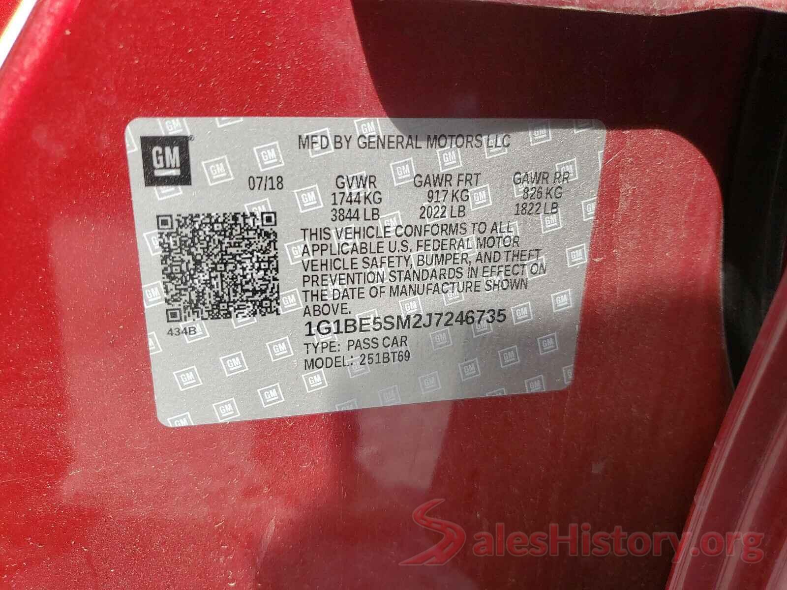 1G1BE5SM2J7246735 2018 CHEVROLET CRUZE